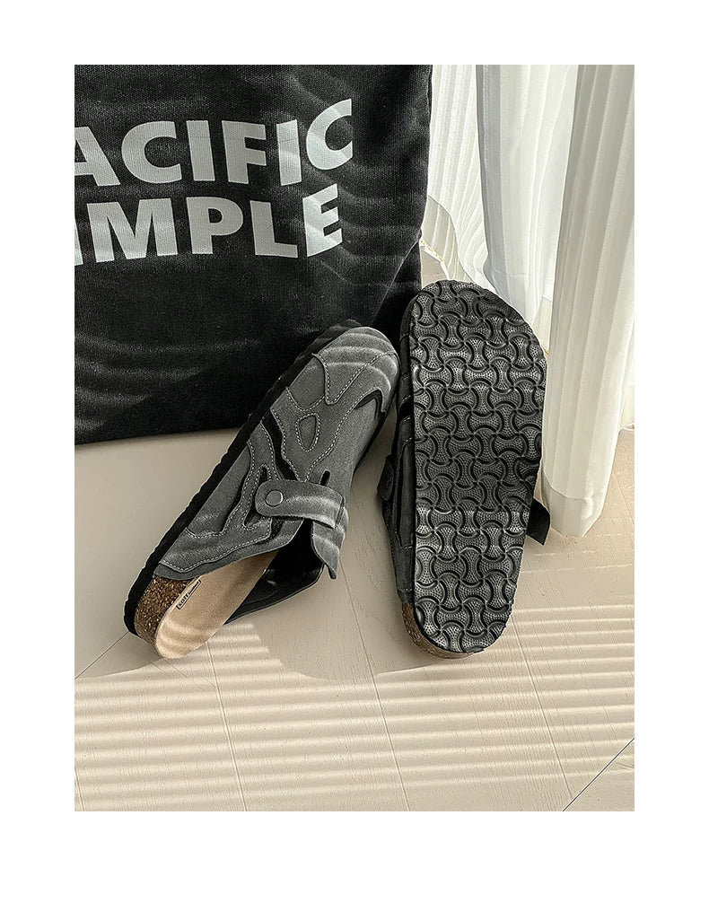 Suede Buckle Cork Footbed Clogs - Skipkicks
