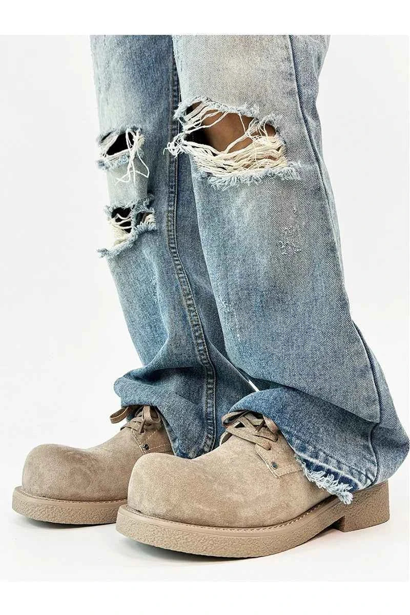 Chunky Suede Platform Derby Shoes
