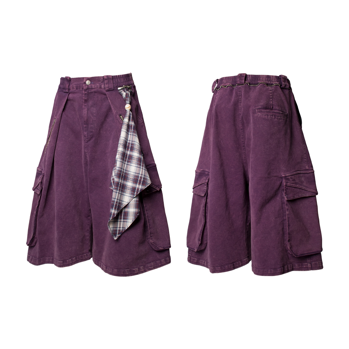 Draped Scarf Cargo Culotte Shorts