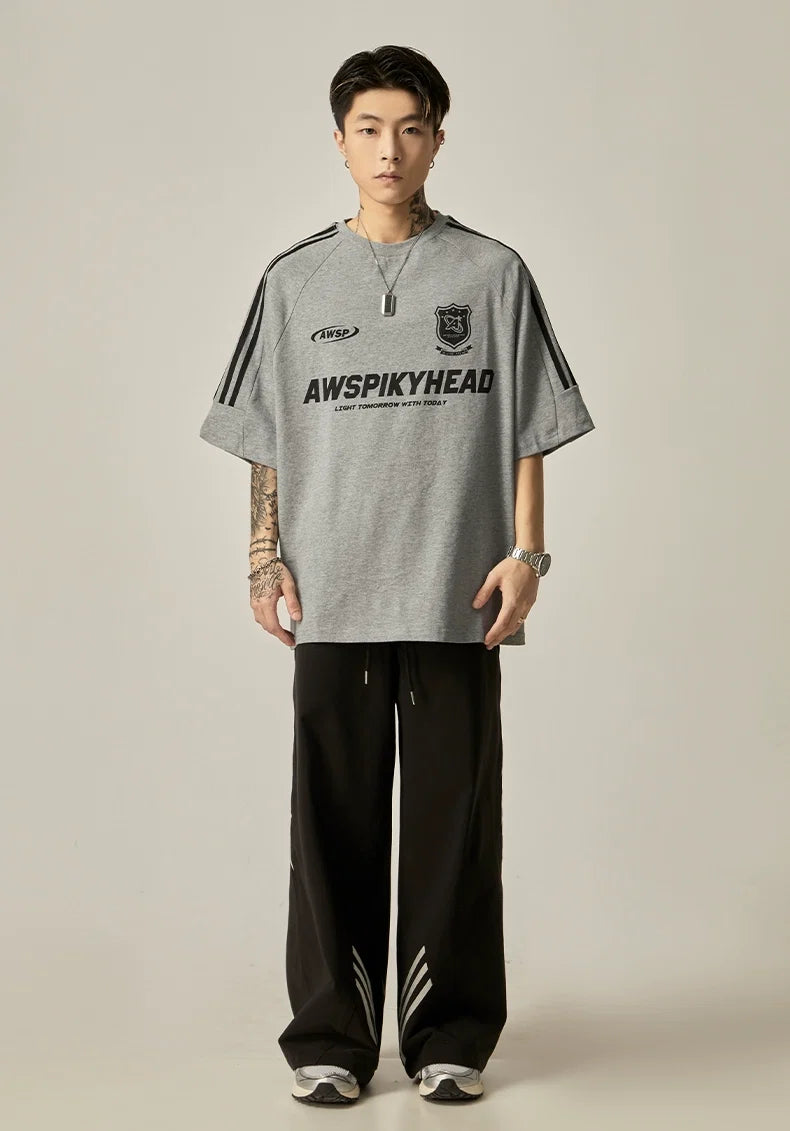 Oversized Grey Athletic Logo T-Shirt