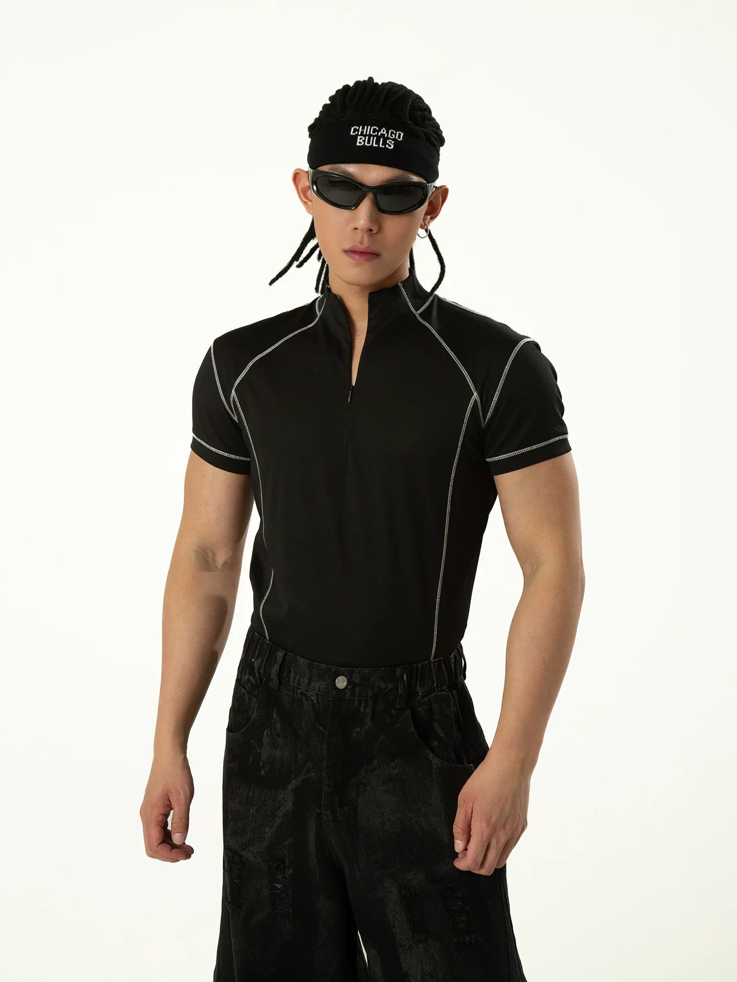 Circuit Line Contrast Zip Tech Tee
