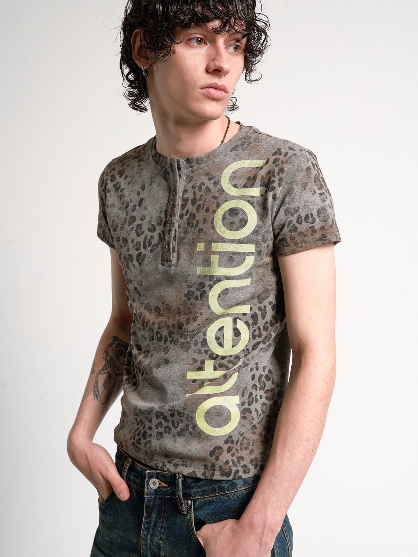 Attention Leopard Henley Tee