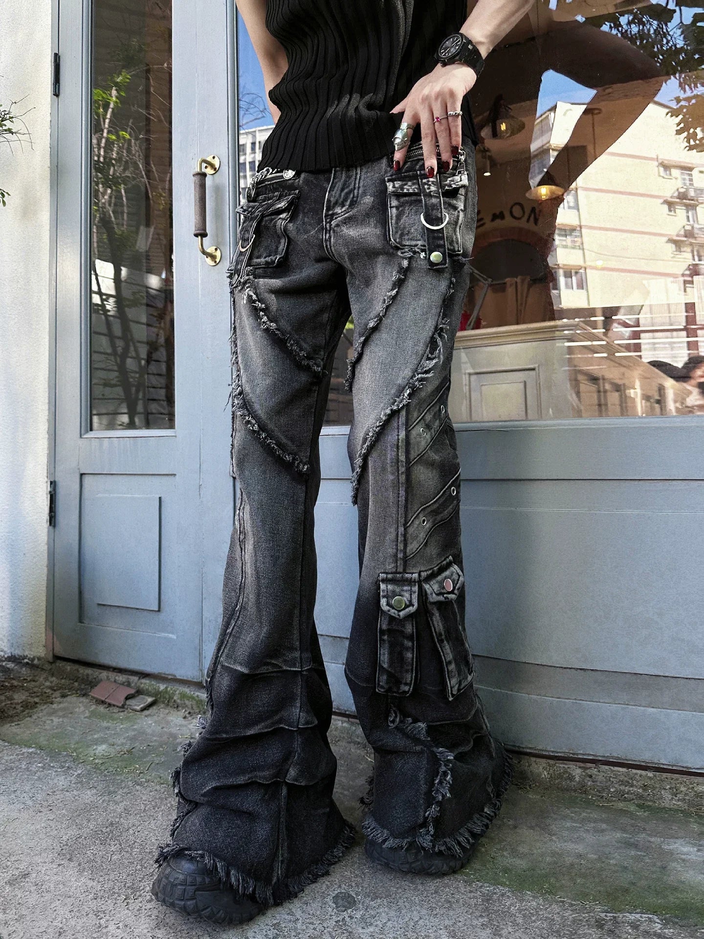 Ravaged Eclipse Shredflare Cargo Jeans