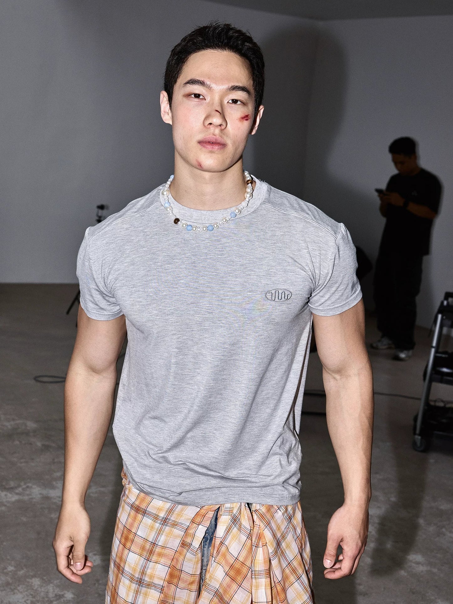 Heather Grey Minimal Logo Fitted Tee