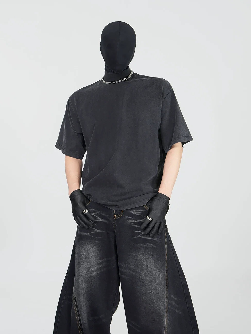 Blank Signal High‑Neck Oversized Tee