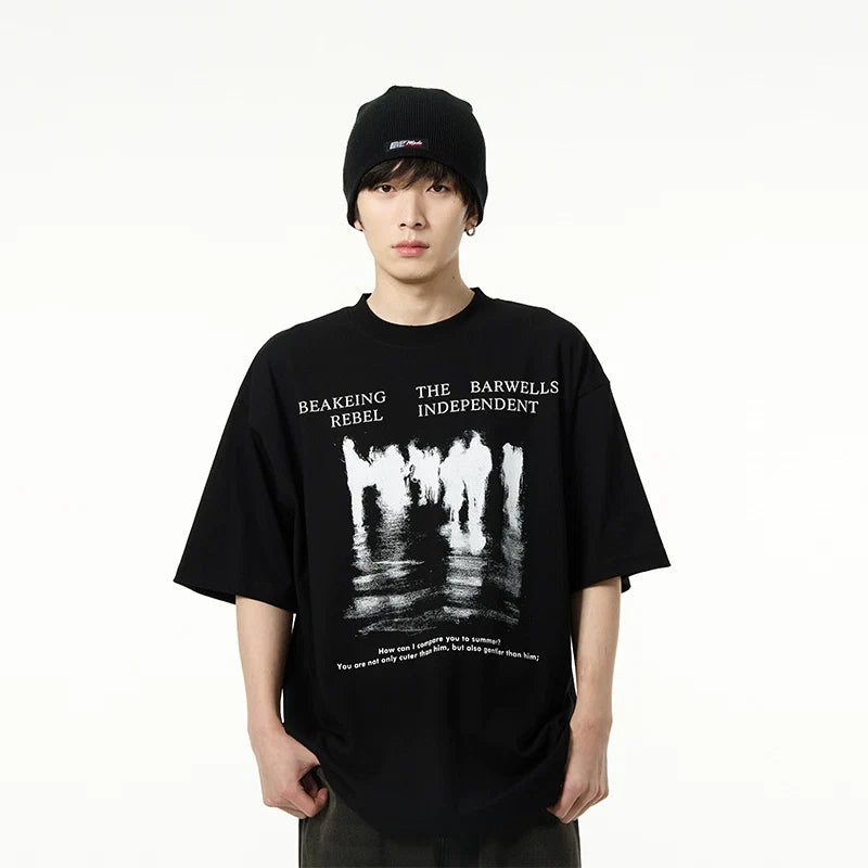 Oversized Crowd Graphic T-Shirt
