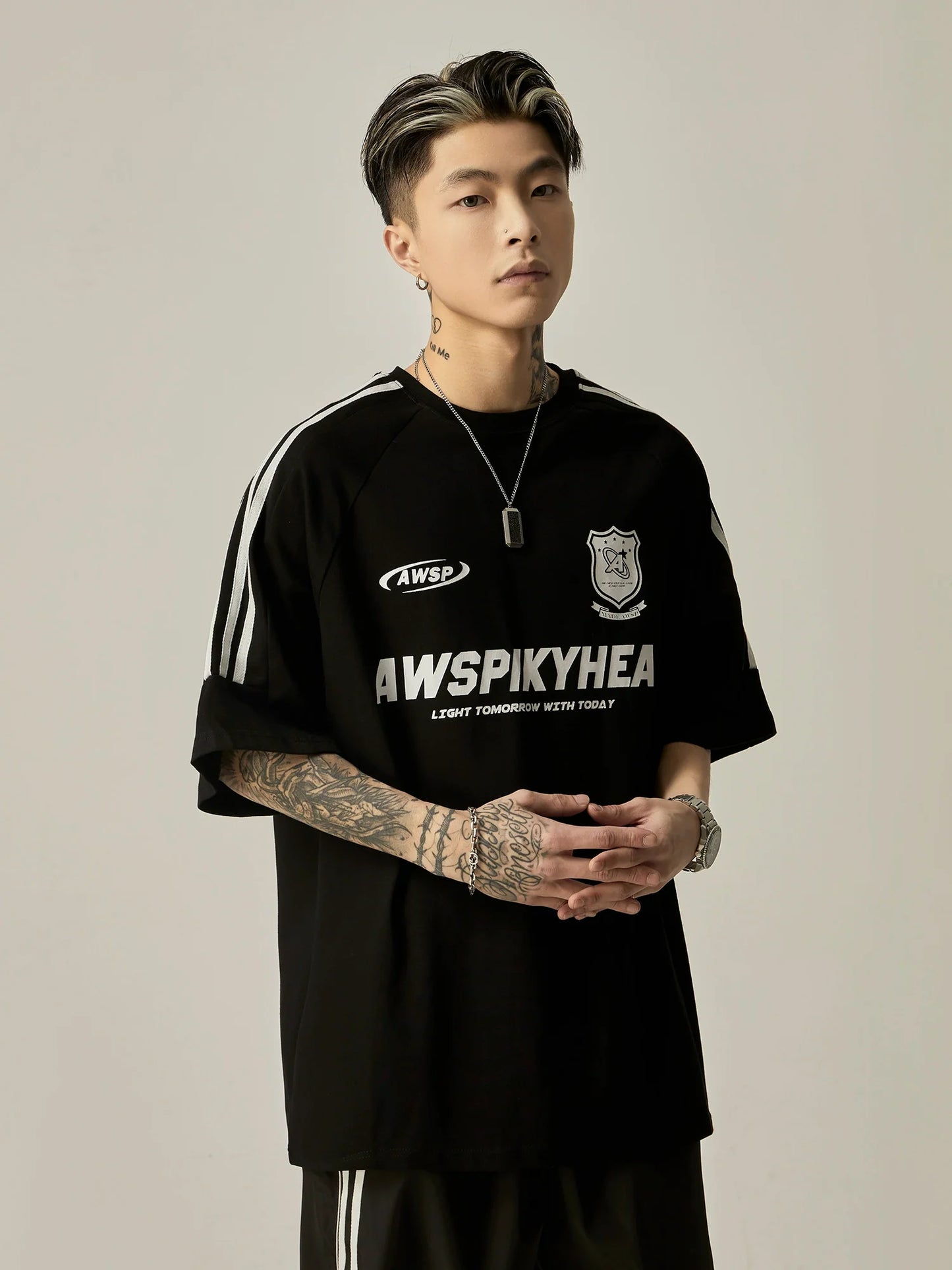 Oversized Grey Athletic Logo T-Shirt