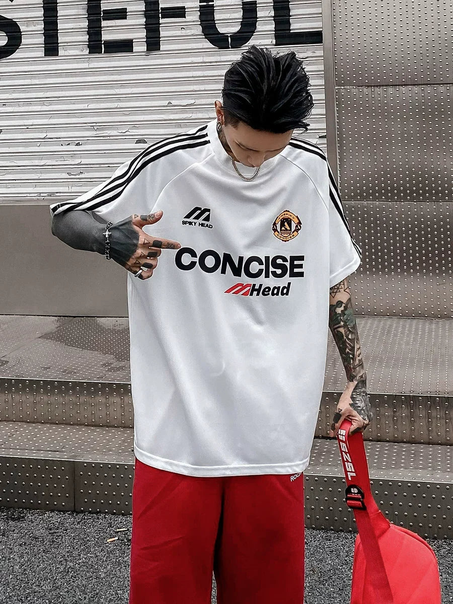 Concise Triple‑Stripe Street Jersey Tee