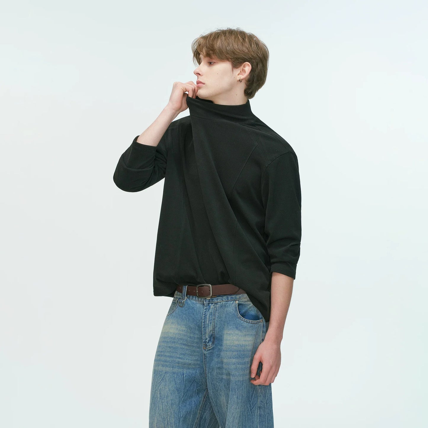 Draped Edge Mockneck Top