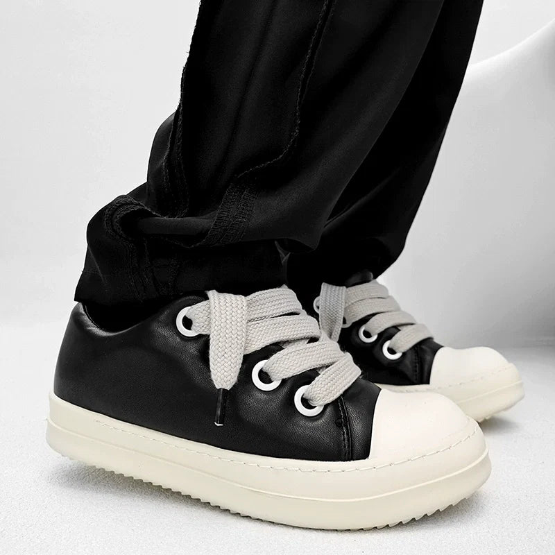 Black Thick Sole Casual Sneakers - Skipkicks