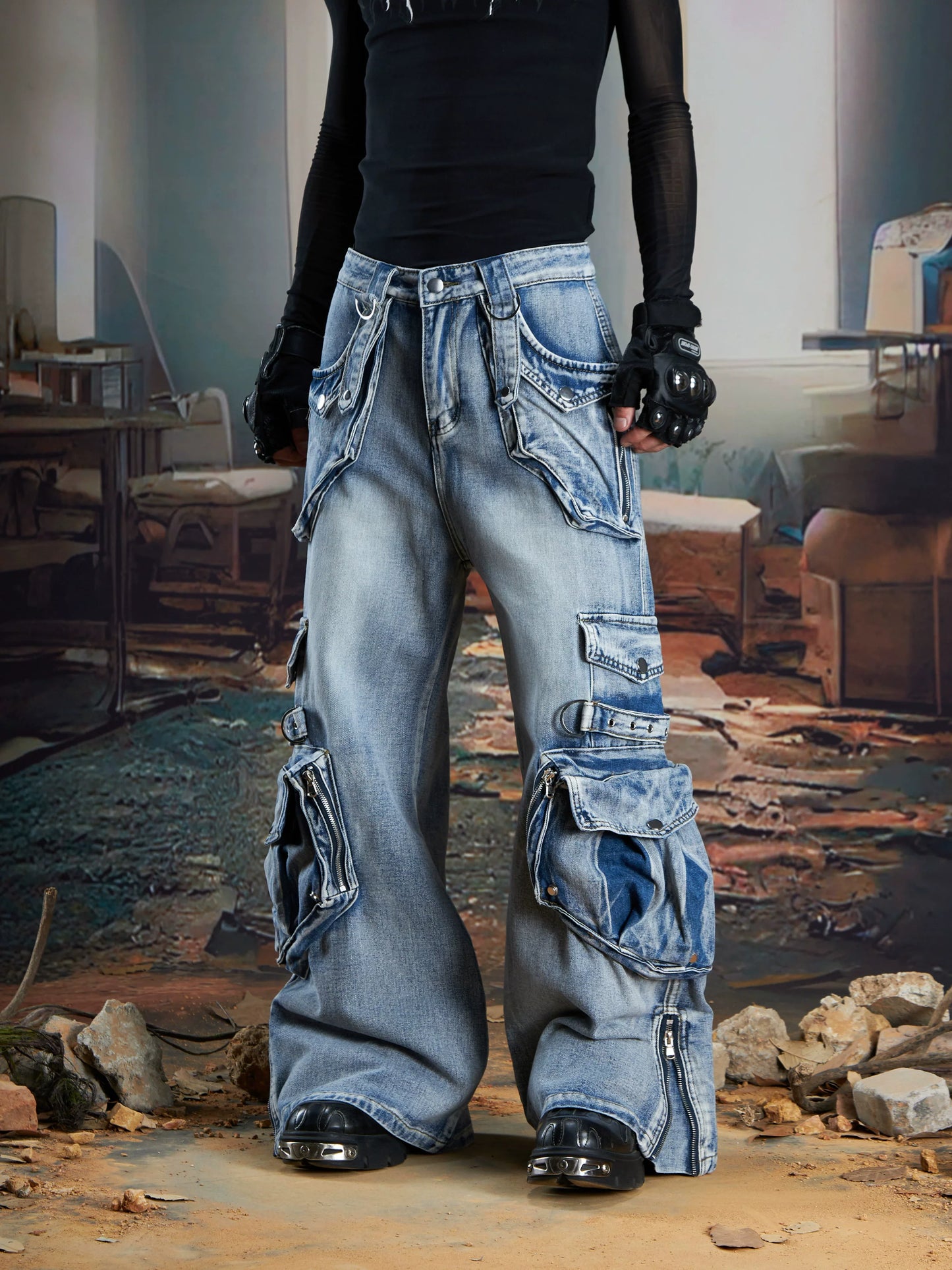 Wasteland Havoc Multi‑Pocket Cargo Jeans