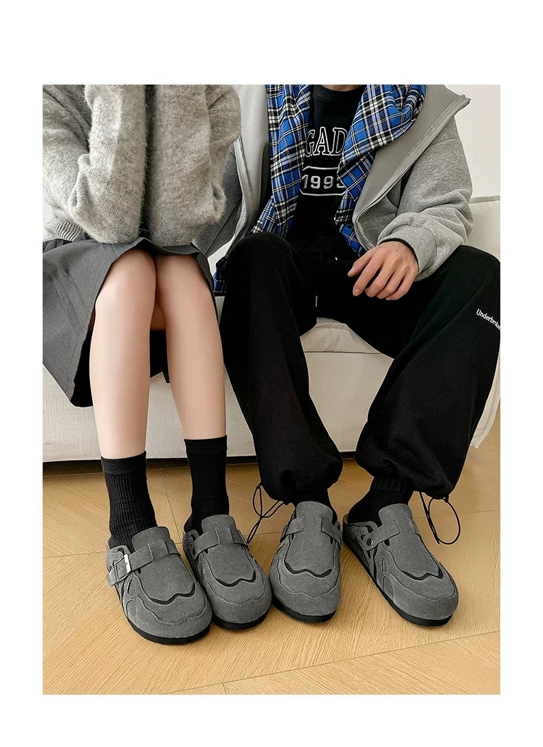 Suede Buckle Cork Footbed Clogs - Skipkicks