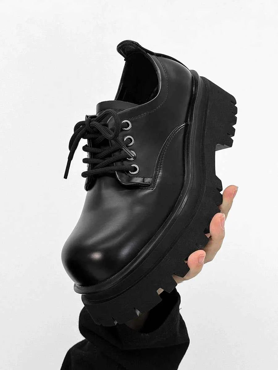Chunky Black Platform Derby Shoes