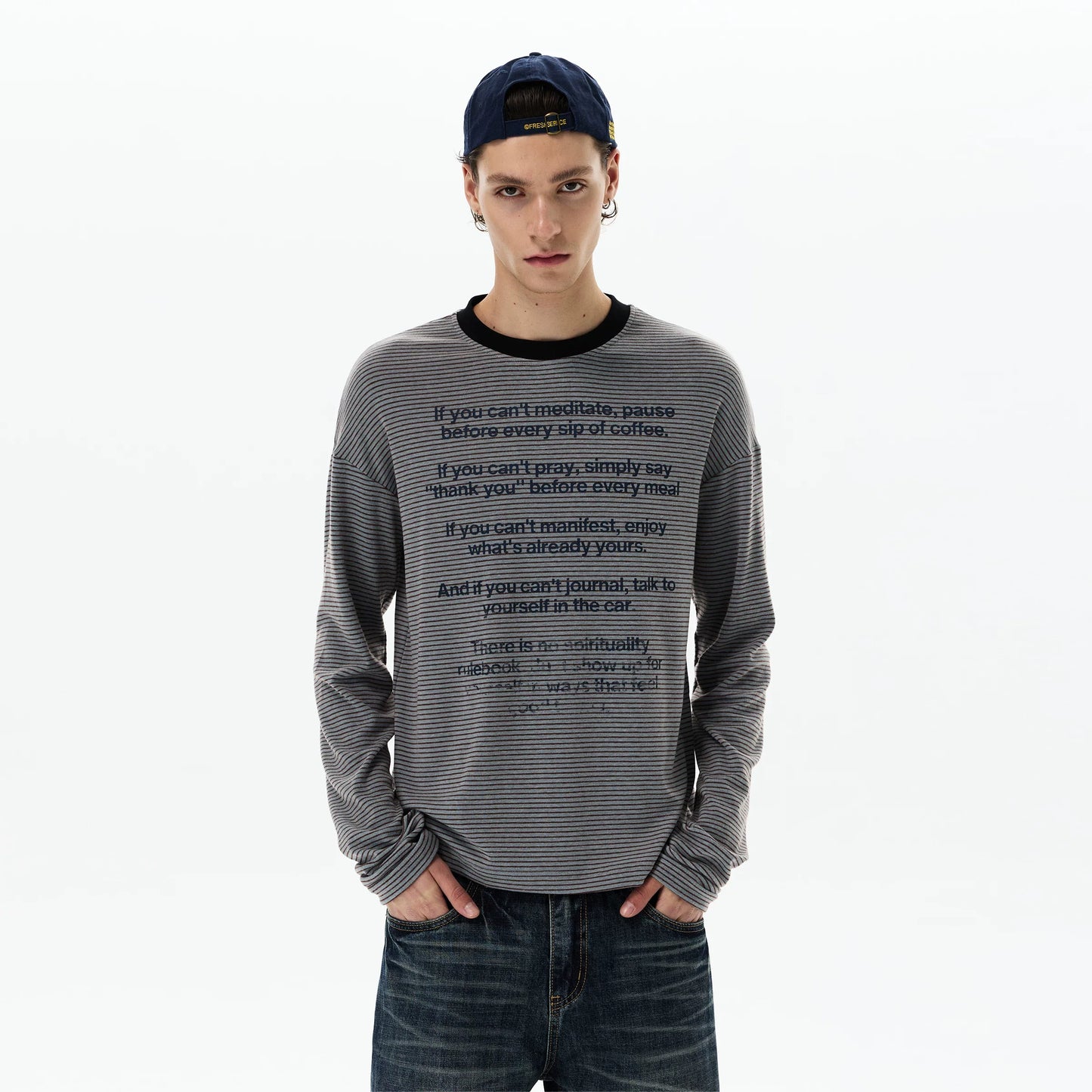 Mantra Stripe Script Longsleeve Tee