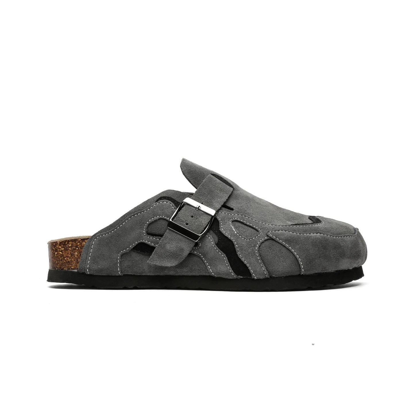 Suede Buckle Cork Footbed Clogs - Skipkicks