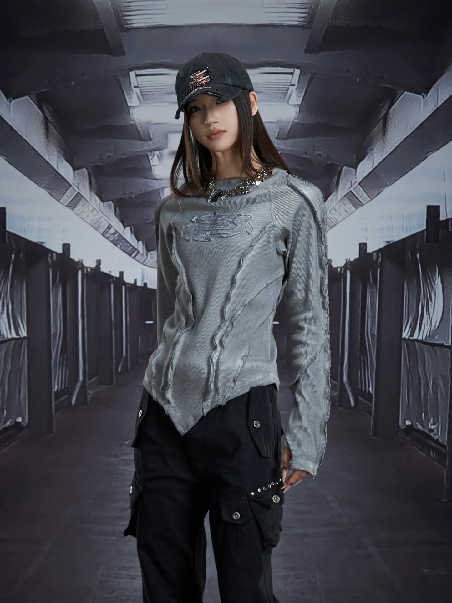 Spectral Spine Ruched Longsleeve Top