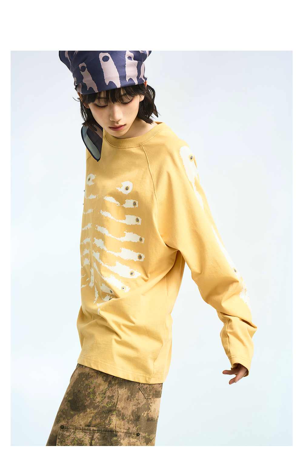 Skeleton Graphic Raglan Long Sleeve T Shirt