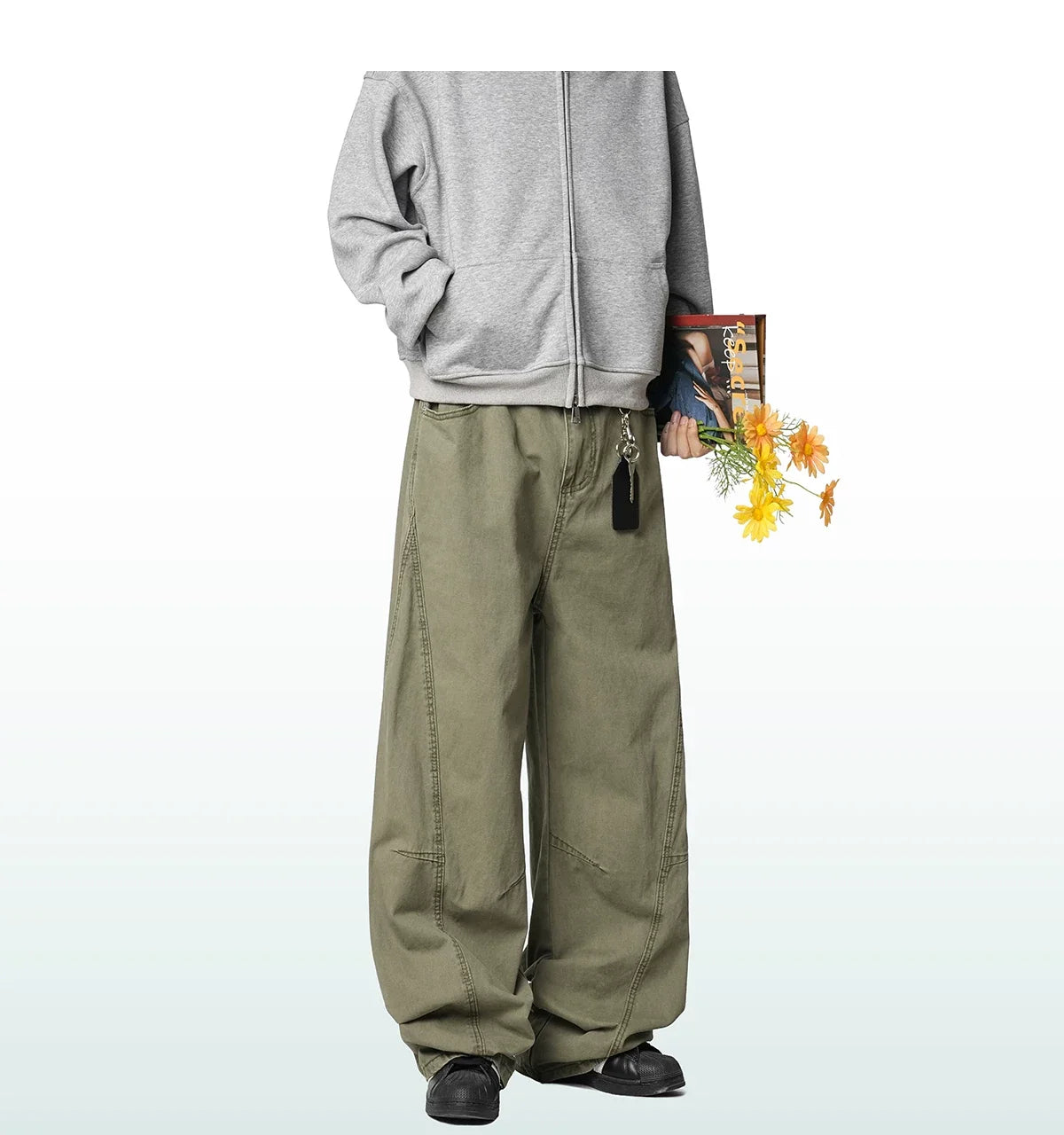 Sage Drift Wide Cargo Trousers