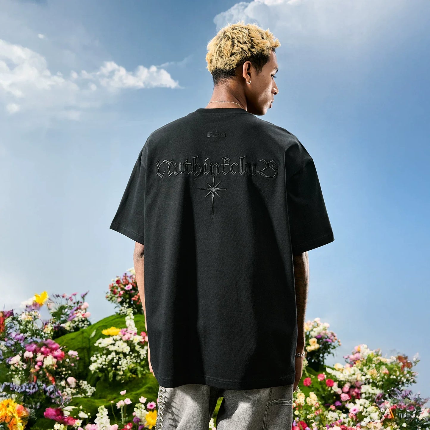 Oversized Tonal Embroidered Back T-Shirt