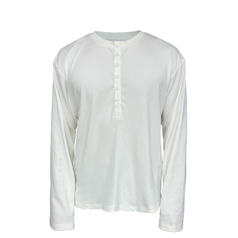Classic Neutral Long-Sleeve Henley Tee