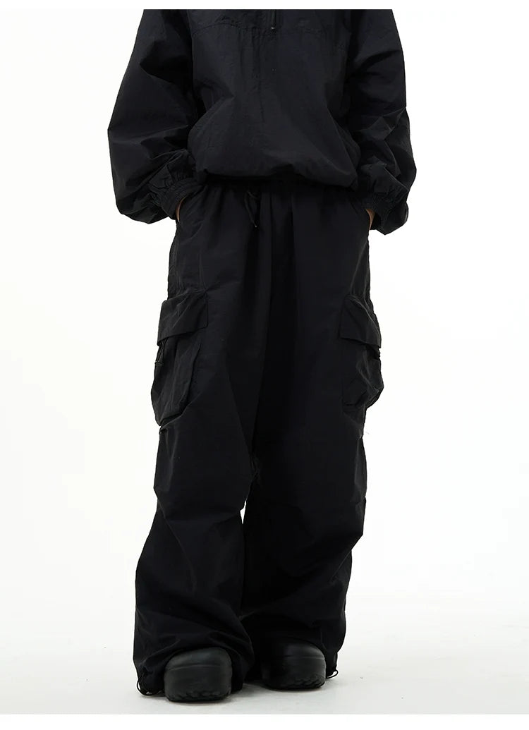 All-Black Oversized Windbreaker and Cargo Pants Setup