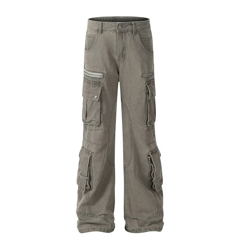 Washed Shadow Cargo Jeans - Edgy Utility Meets Street Style