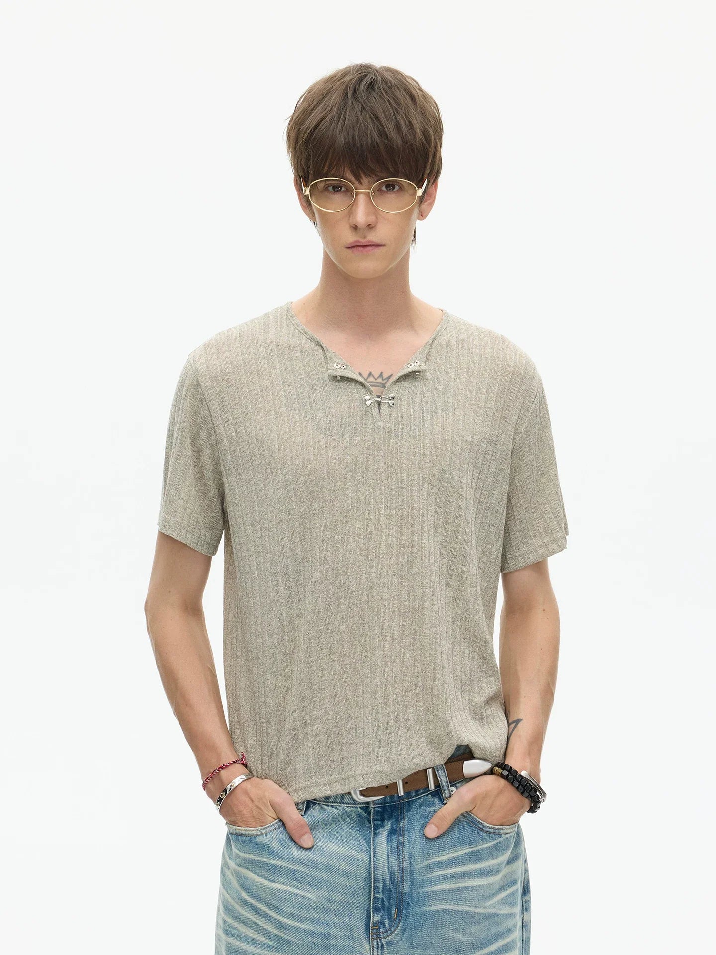 Clay Heather Textured Knit Tee