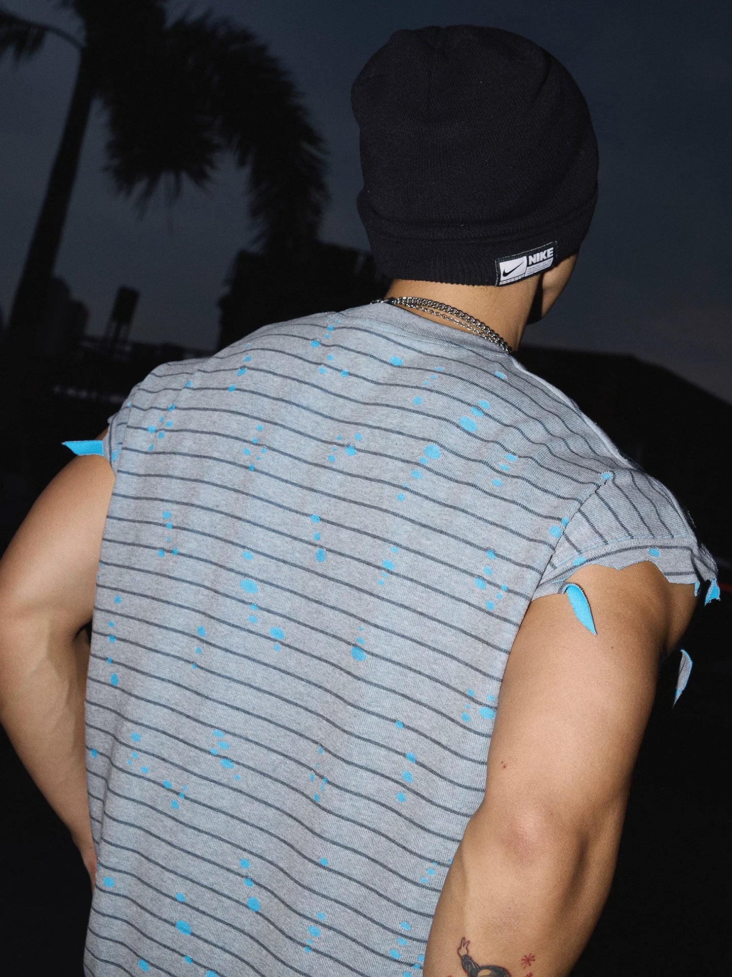 Neon Drip Stripe Muscle Tee