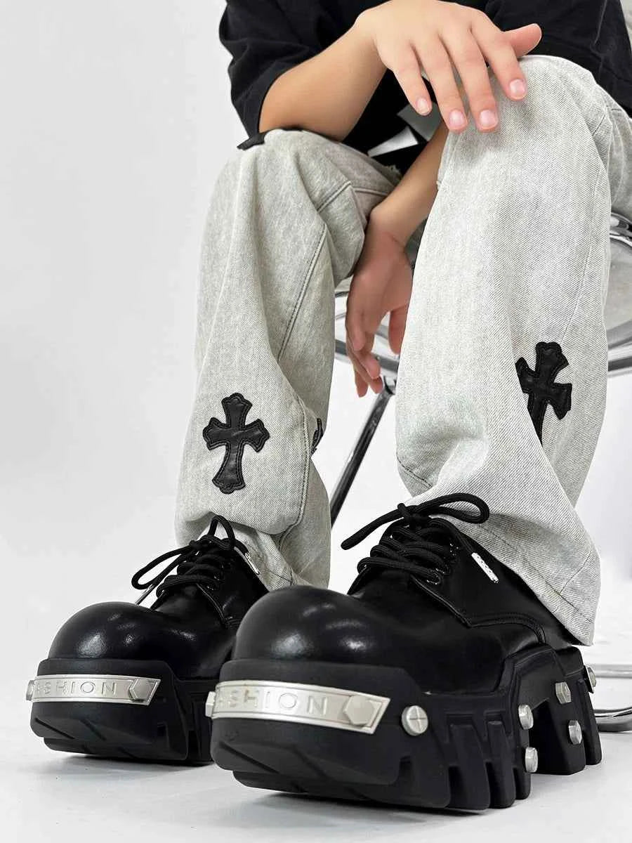 Futuristic Black 8cm Platform Oxfords
