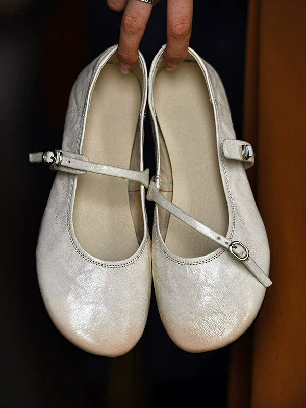 Ivory Slim Strap Mary Janes - Skipkicks