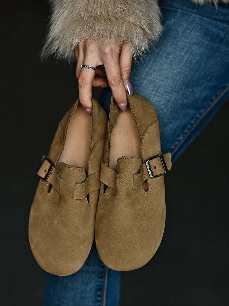 Tan Buckle Leather Loafers - Skipkicks