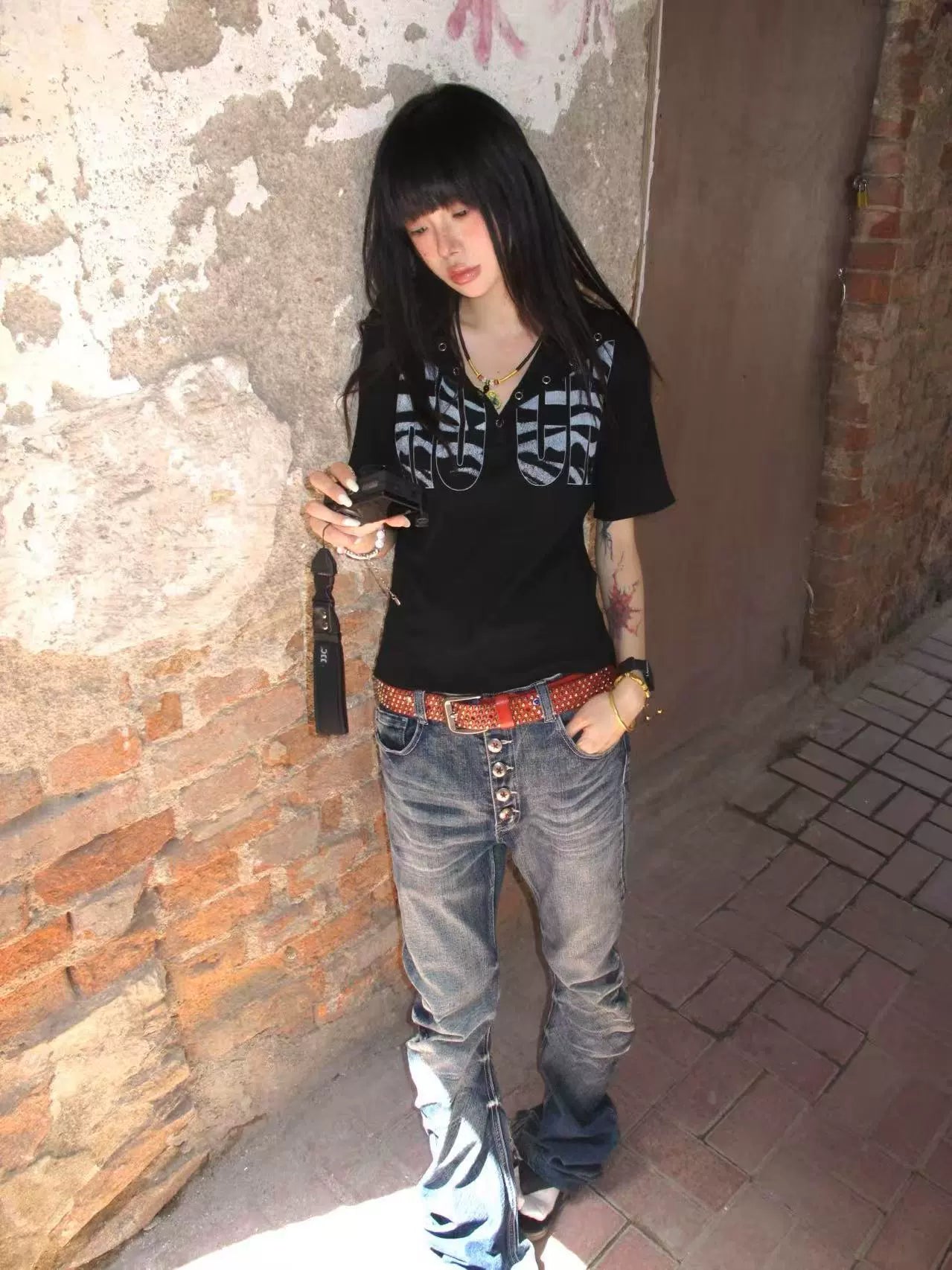 Midnight Rivet Hooded Graphic Tee