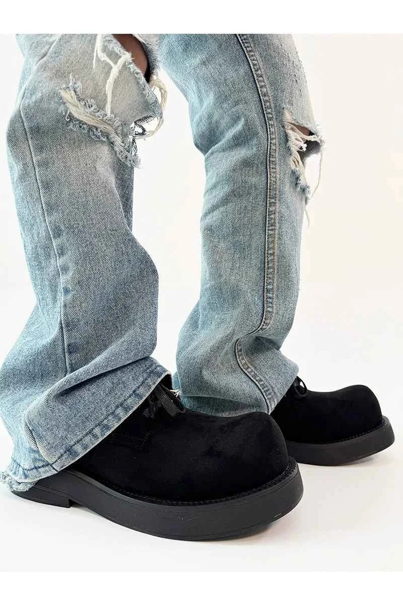Chunky Work-Style Suede Derby Shoes
