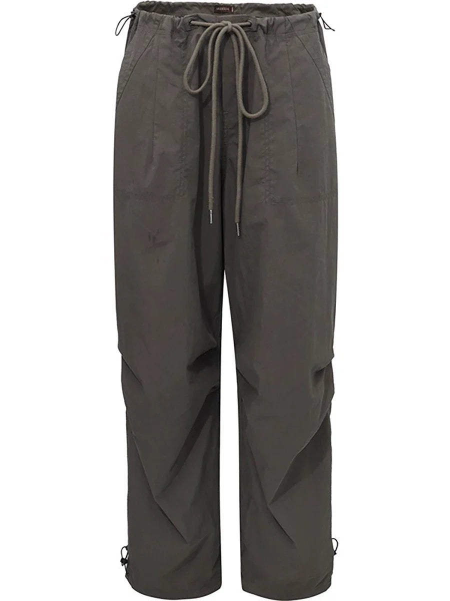 Relaxed Drawstring Parachute Cargo Pants for Effortless Style