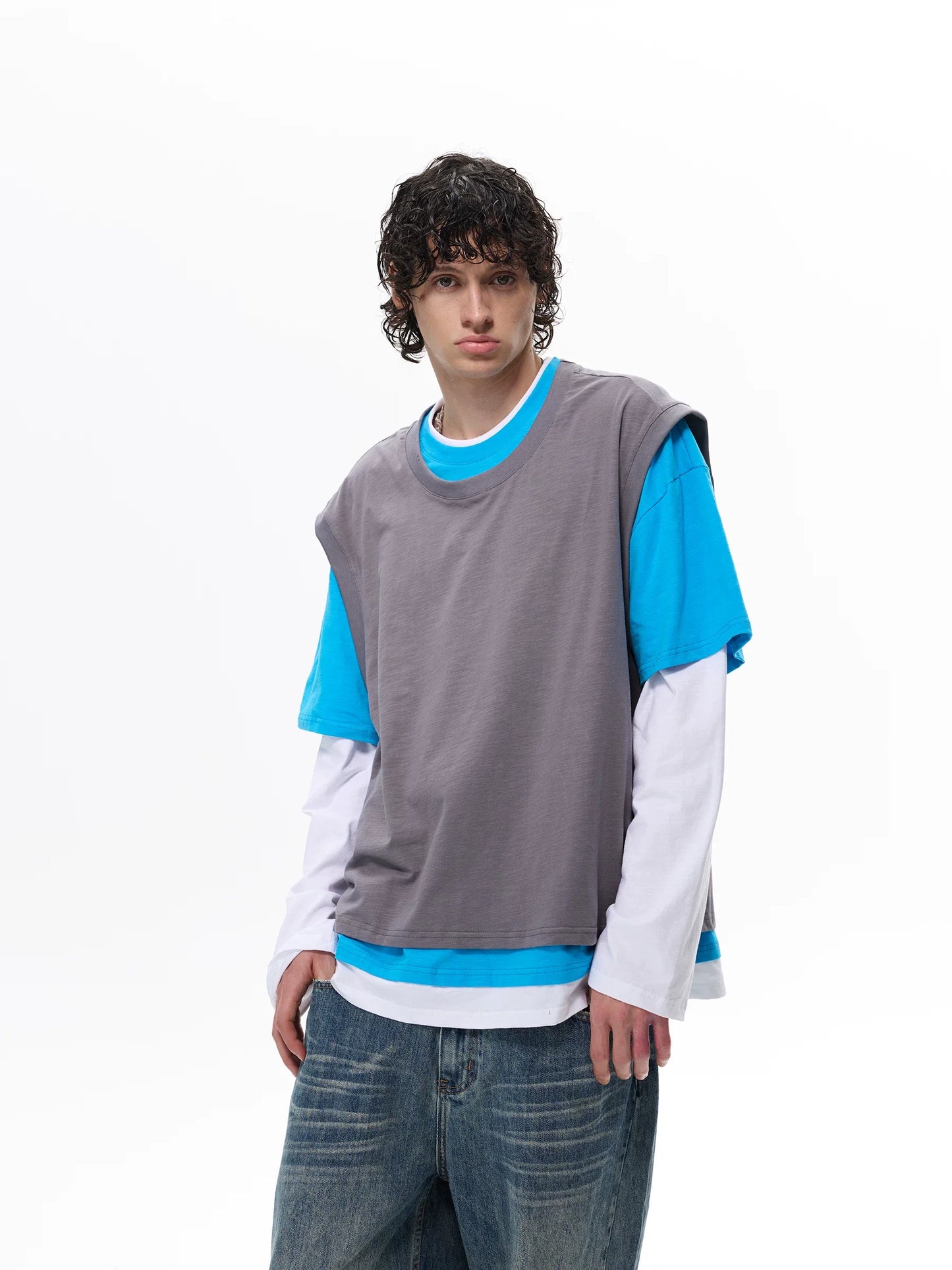 Two-Tone Stack Layer Tee Top