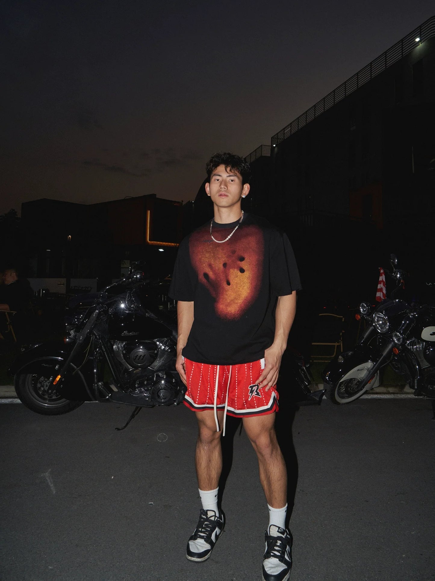 Pink Gradient White Oversized Tee