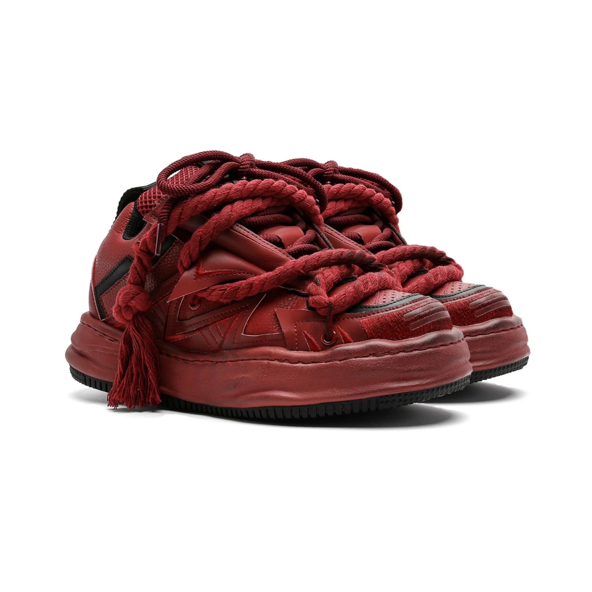 Distressed Rope-Lace Chunky Sneakers - Skipkicks