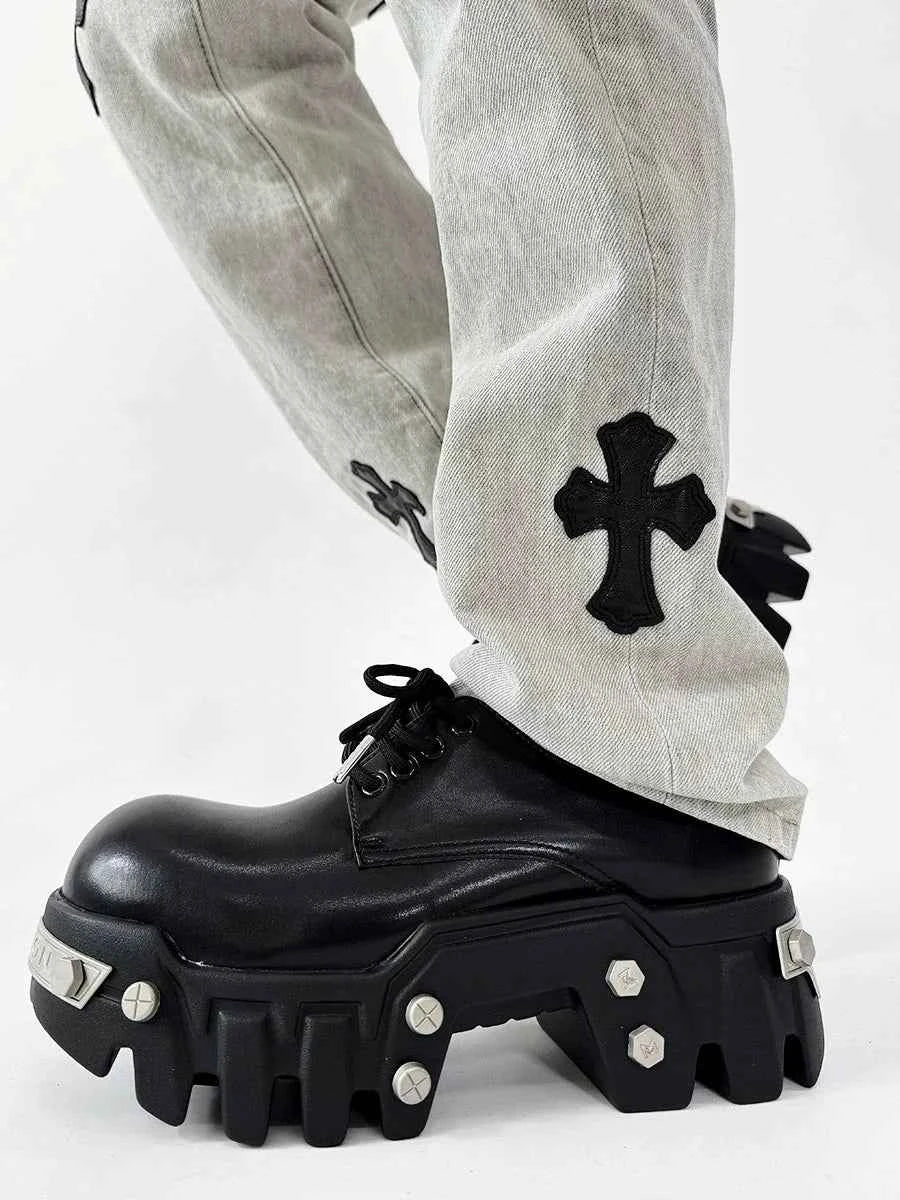 Futuristic Black 8cm Platform Oxfords
