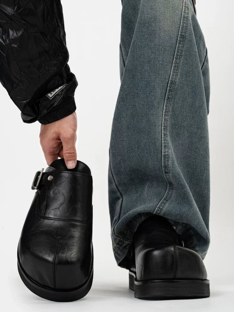 Onyx Buckle Platform Mules - Skipkicks
