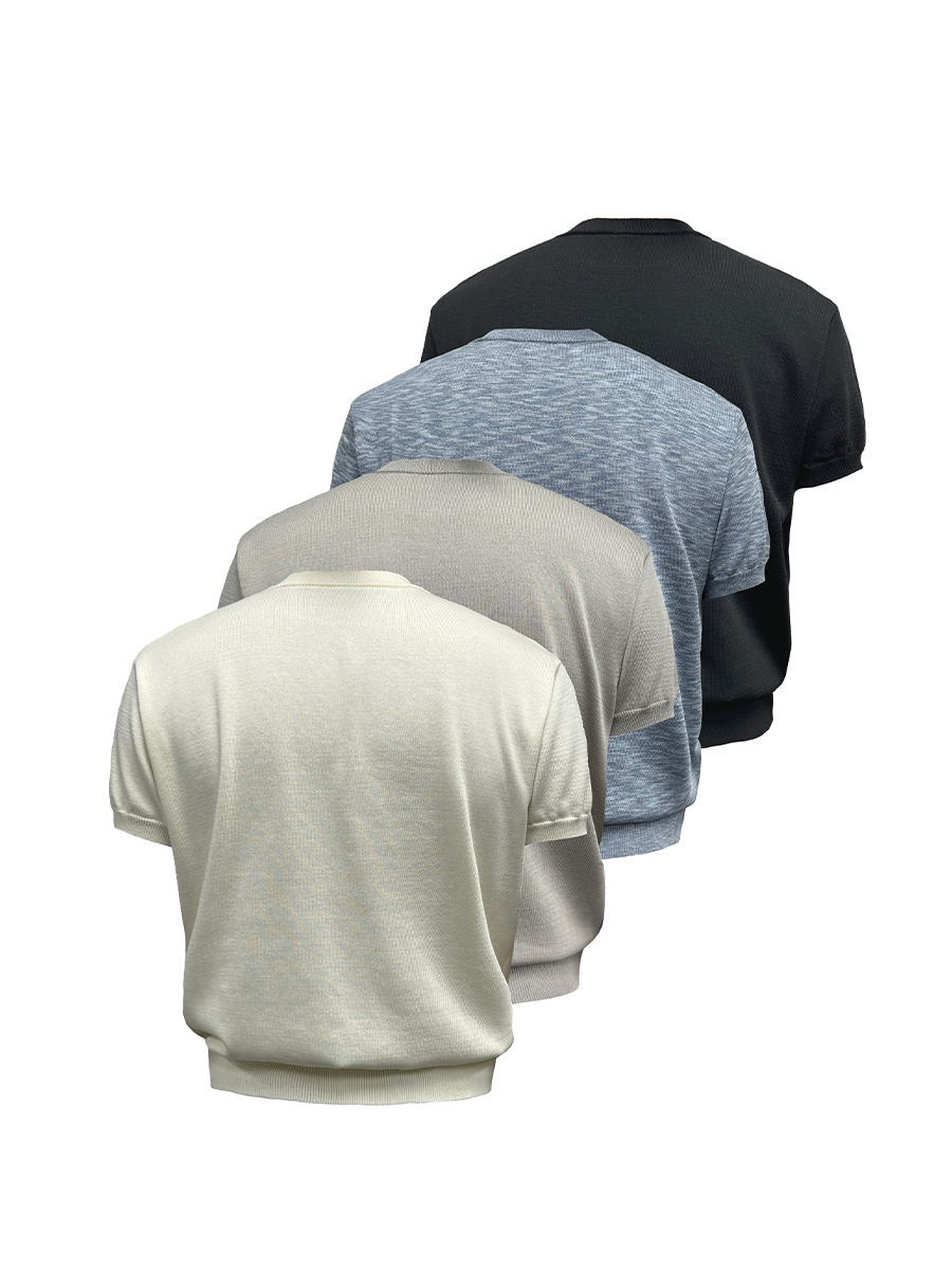 Mock Neck Short-Sleeve Knit Tee