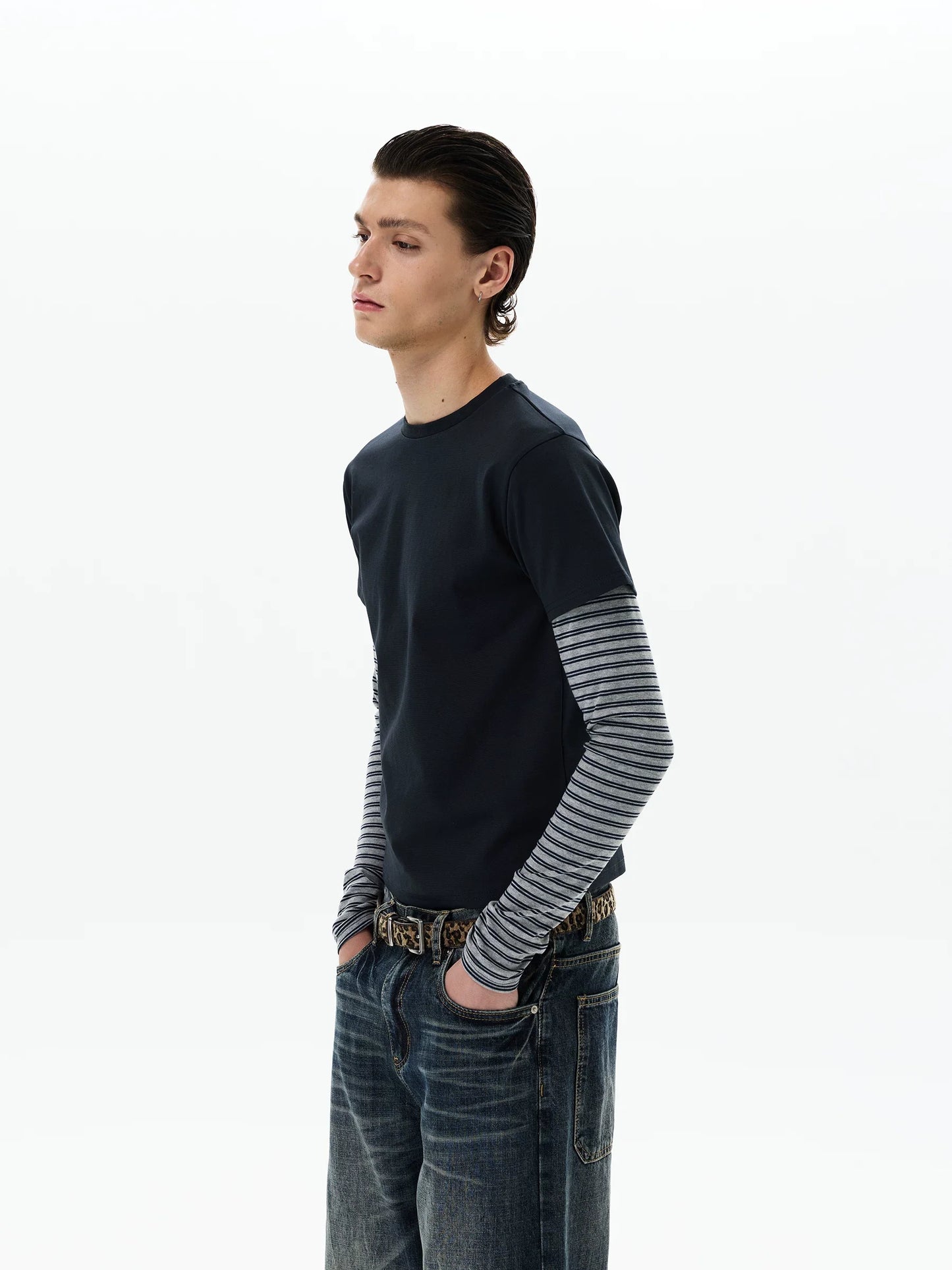 Shadow Stripe Layered Long Sleeve Tee