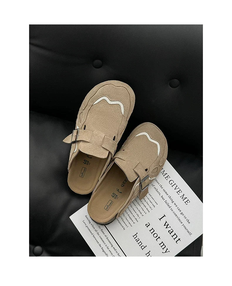 Suede Buckle Cork Footbed Clogs - Skipkicks