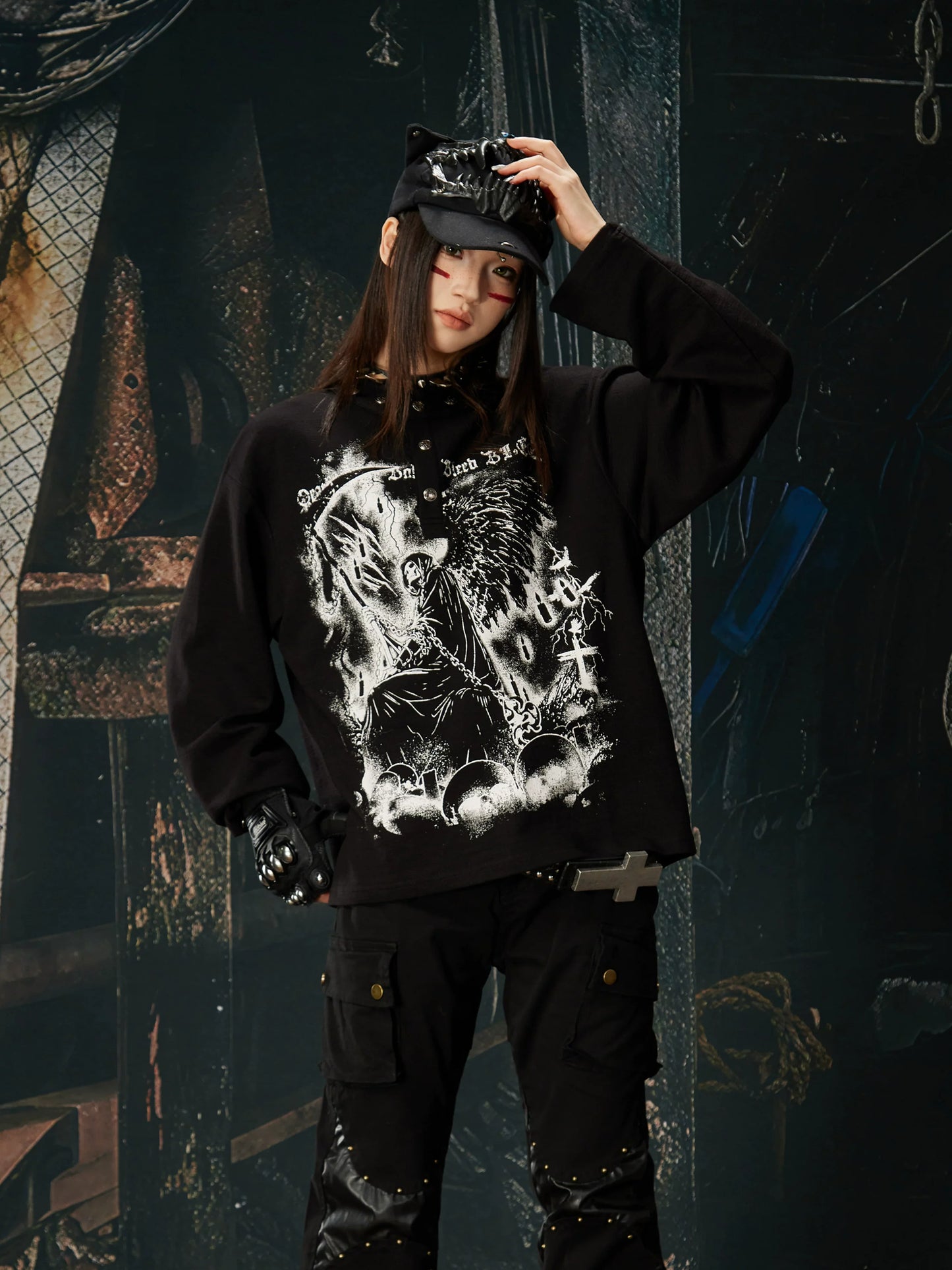Reaper Crown Sigil High‑Neck Tee