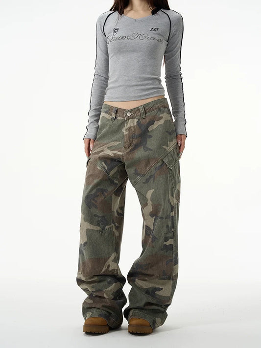 Baggy Camo Cotton Cargo Pants