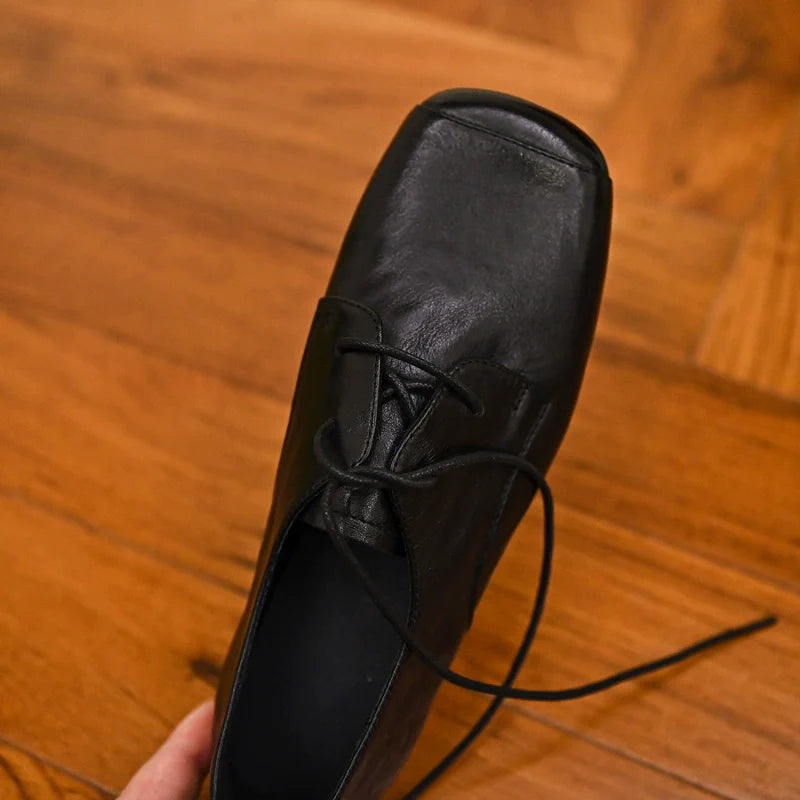 Noir Classic Square-Toe Derby Shoes - Skipkicks