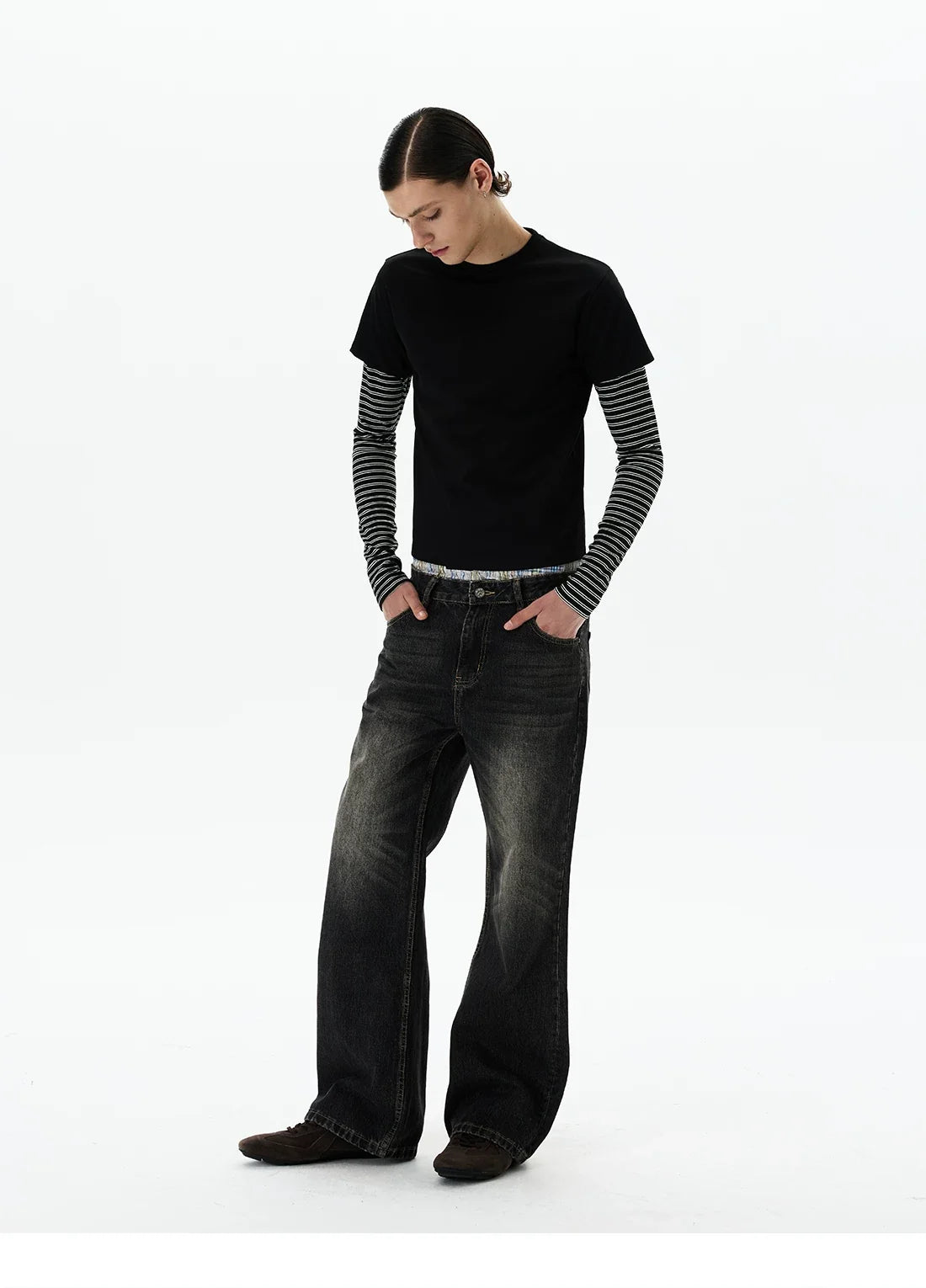 Shadow Stripe Layered Long Sleeve Tee
