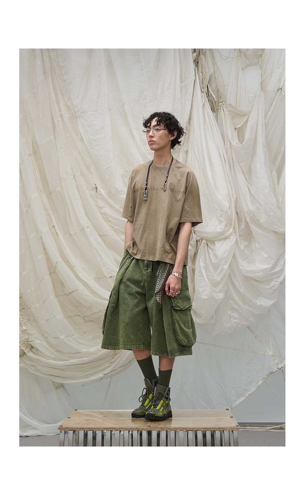 Draped Scarf Cargo Culotte Shorts