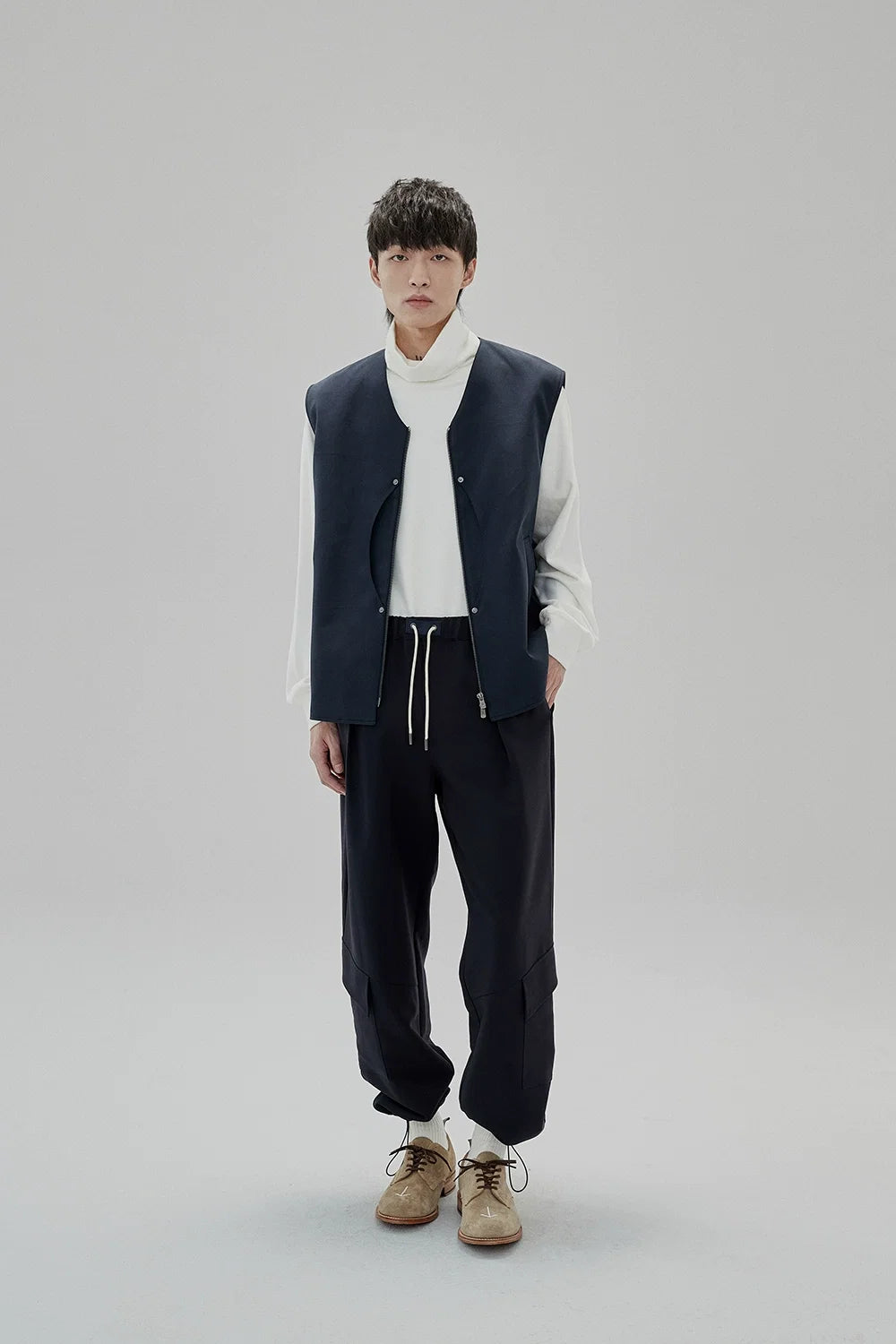 Draping Drawstring Cargo Casual Pants