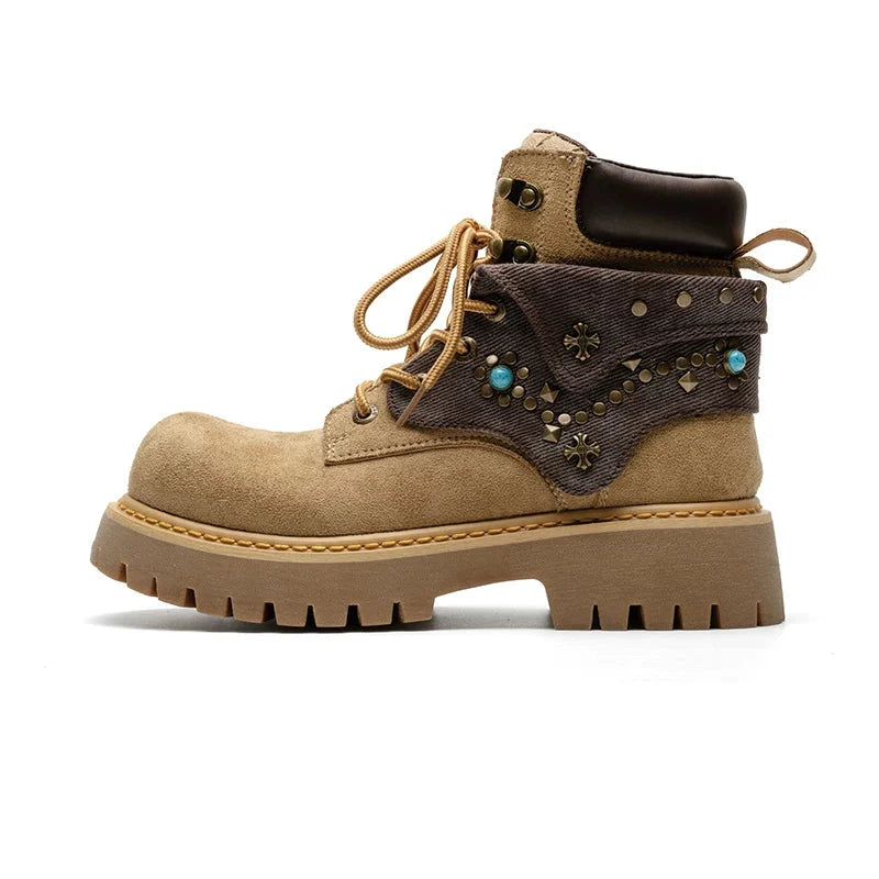 Turquoise Trail Embellished Ankle Boots - Skipkicks
