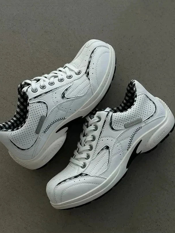 Checkered Collar Retro Runner Sneakers